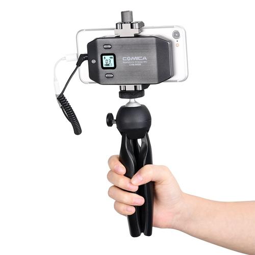 Comicaワイヤレス電話用マイクCVM-WS50（B）iPhone用ハンドグリップ付きプロフェッショナルUHF 6チャンネルラヴァリアーマイクシステム8 8 plus 7 7plus 6 Comicaワイヤレス電話用マイクCVM-WS50（B）iPhone用ハンドグリップ