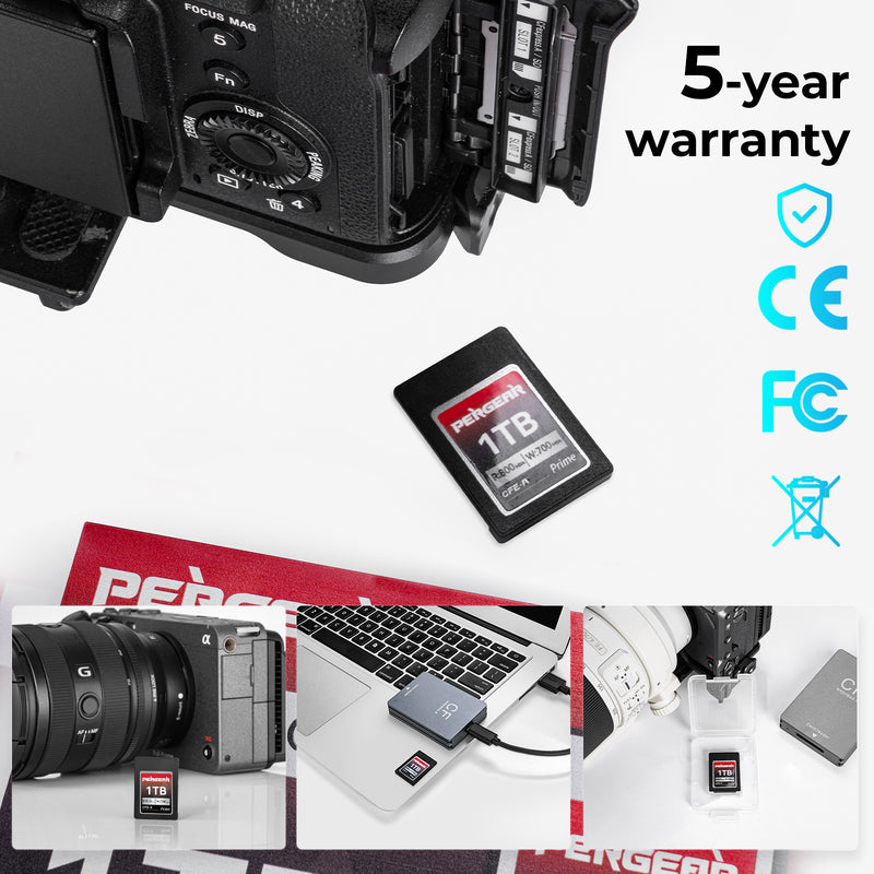 Pergear CFexpress type-Aカード プロフェッショナル (1TB) Sonyカメラ用に設計