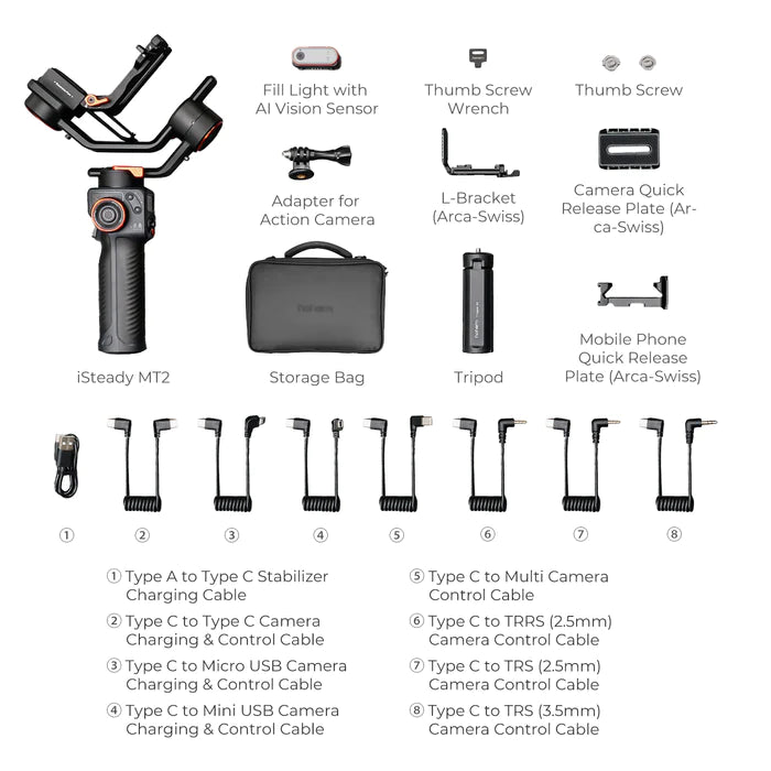 Hohem iSteady MT2 カメラジンバル Sony/Canon/Nikon/Panasonic および Fujiカメラ用