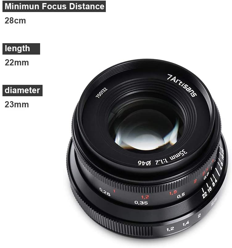7artisans 七工匠 35mm F1.2 V2.0 レンズ 二代目 Canon Mマウント用 手動フォーカス 単焦点レンズ フードとエアブロワー付