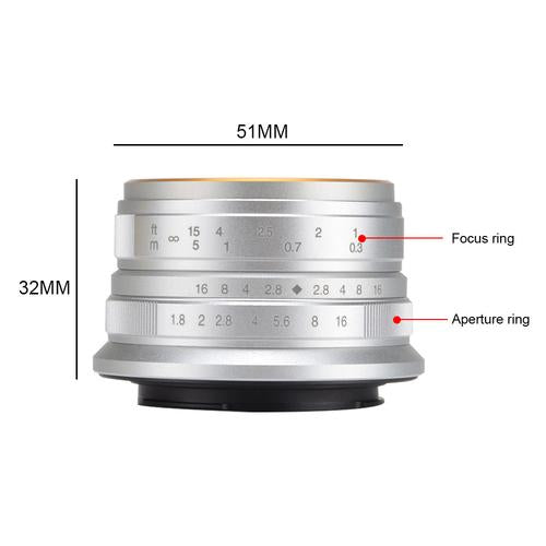7artisans 七工匠 25mm f1.8 レンズ Fuji X マウント, Sony E マウント, M4/3 マウント カメラ 対応