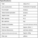 7artisans 七工匠 35mm F1.2 V2.0 レンズ 二代目 M4/3マウント用 単焦点レンズ