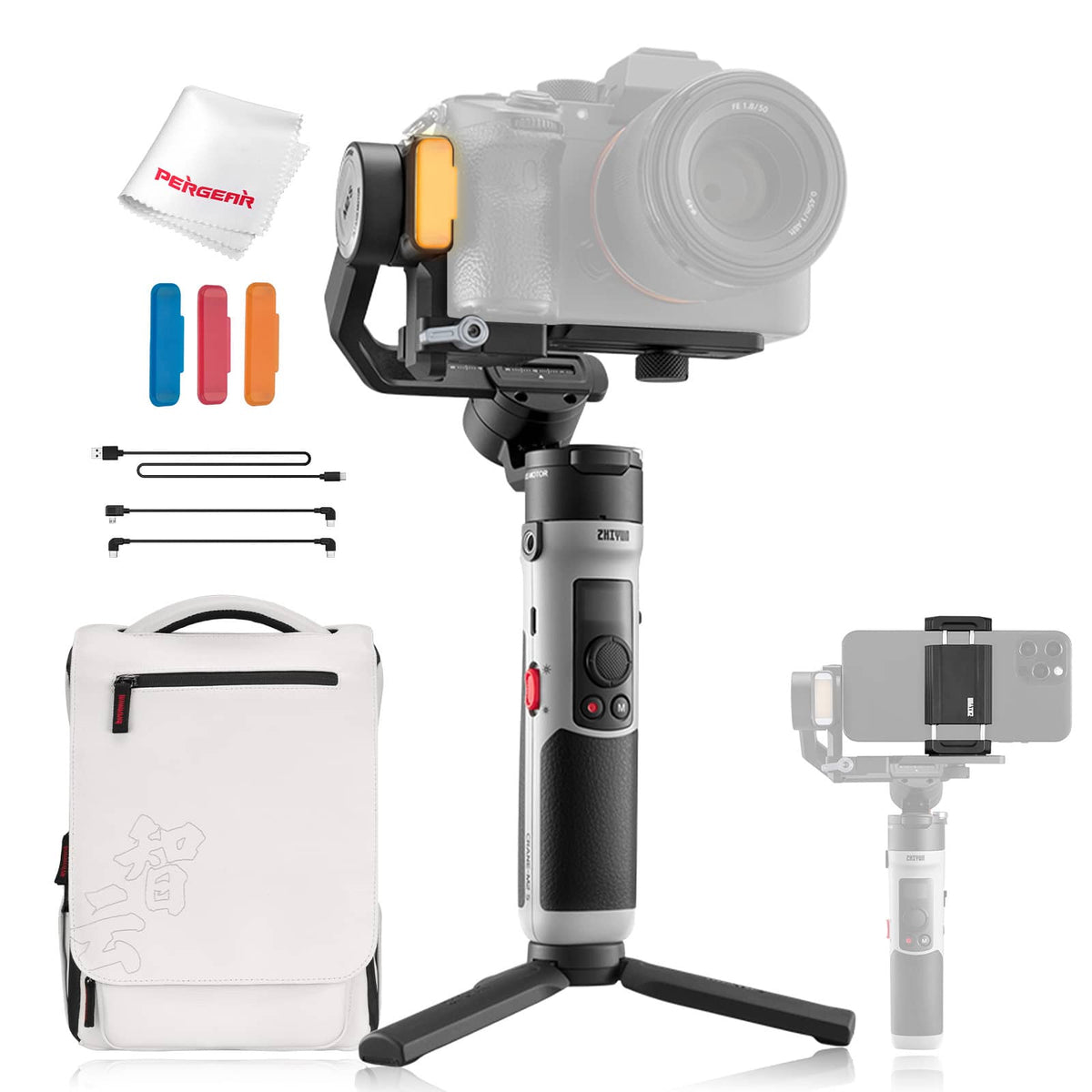 Zhiyun Crane M2S / M2S Comboジンバル、アクションカメラ、ミラーレスカメラ、スマートフォン用