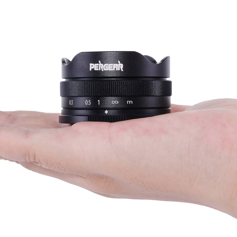 Pergear 10mm F5.6 パンケーキ魚眼レンズ APS-C Fuji, M4/3, Sony カメラ 対応