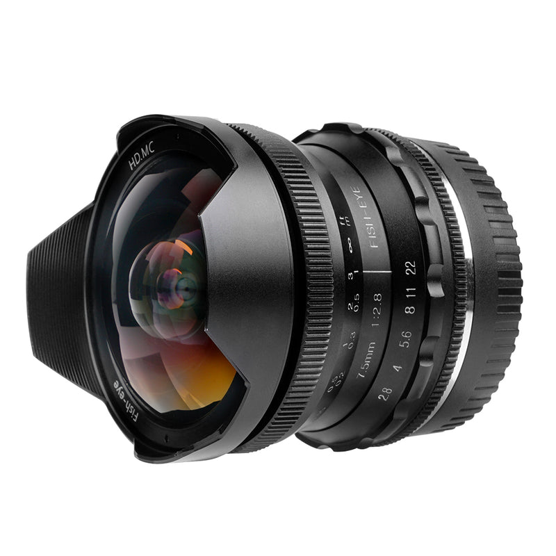 PERGEAR 7.5mm F2.8 カメラ交換レンズ 超広角 魚眼レンズ 手動式 焦点固定レンズ