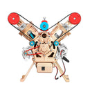 土星エンジン V2ダブルシリンダーエンジンモデルフルメタルアセンブリガソリンエンジンDIYカーミニエンジン