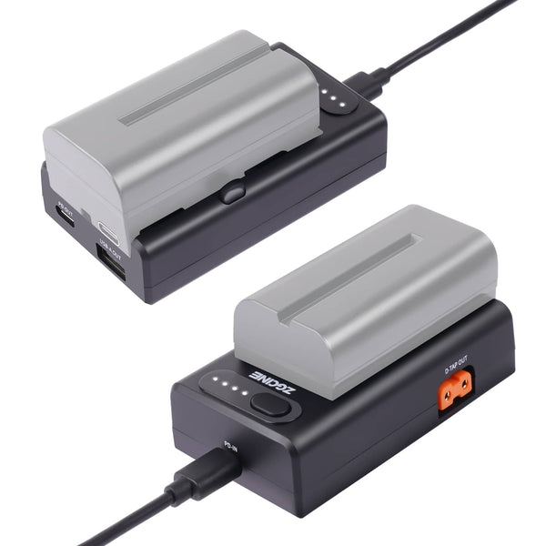 ZGCINE NP-Fバッテリーアダプタープレートおよび充電器、Type-C