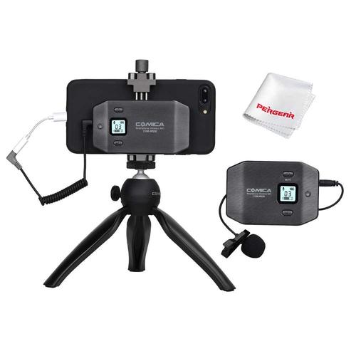 Comicaワイヤレス電話用マイクCVM-WS50（B）iPhone用ハンドグリップ付きプロフェッショナルUHF 6チャンネルラヴァリアーマイクシステム8 8 plus 7 7plus 6 Comicaワイヤレス電話用マイクCVM-WS50（B）iPhone用ハンドグリップ