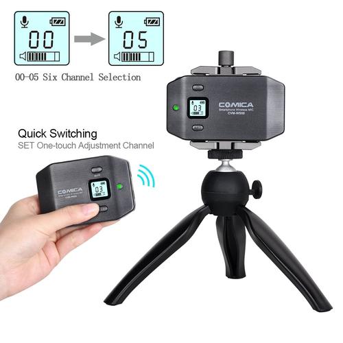 Comicaワイヤレス電話用マイクCVM-WS50（B）iPhone用ハンドグリップ付きプロフェッショナルUHF 6チャンネルラヴァリアーマイクシステム8 8 plus 7 7plus 6 Comicaワイヤレス電話用マイクCVM-WS50（B）iPhone用ハンドグリップ