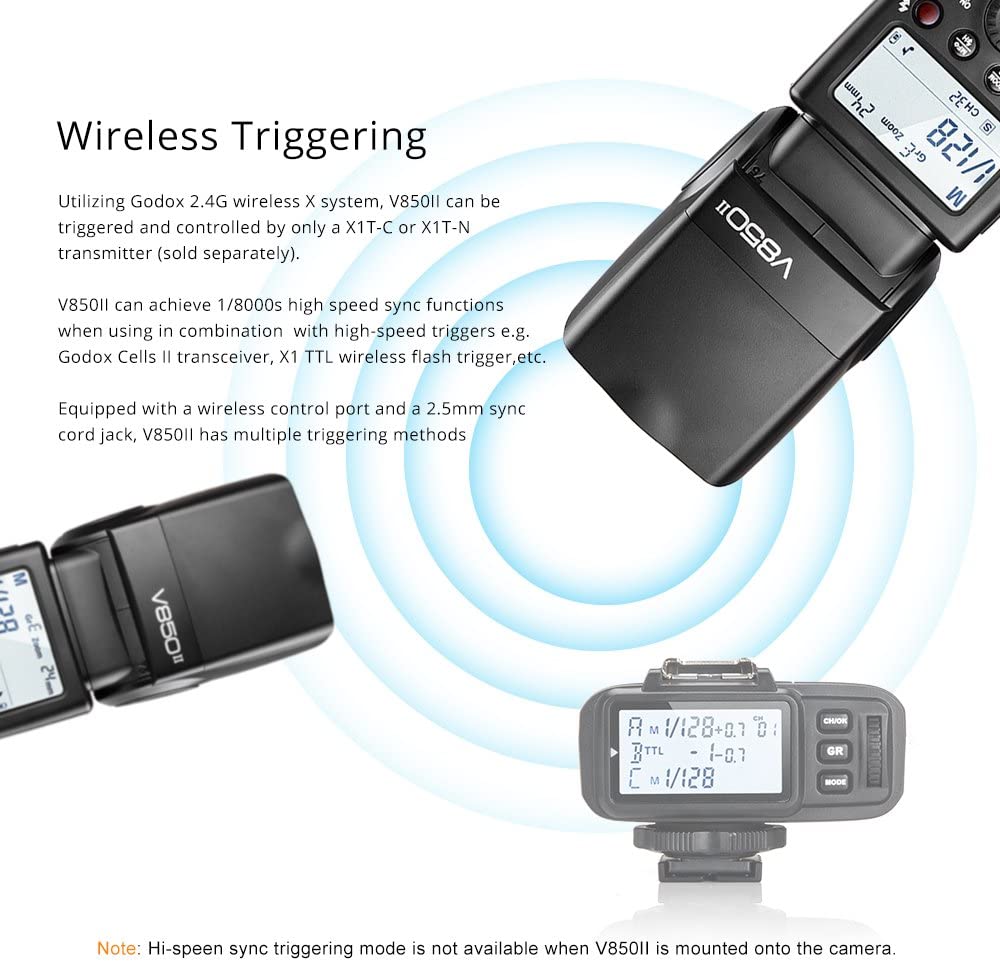 Godox Ving V850II GN60 2.4G HSS 1/8000sリチウムイオン（Li-ion）フラッシュ スピードライト ストロボ  色温度：5600K±200K 内蔵GODOX2.4GワイヤレスXシステム 特徴1.5Sリサイクルタイムと650フルパワーポップ【Canon  キヤノン/Nikonニコン/Pentaxペンタックス/Olympas ...