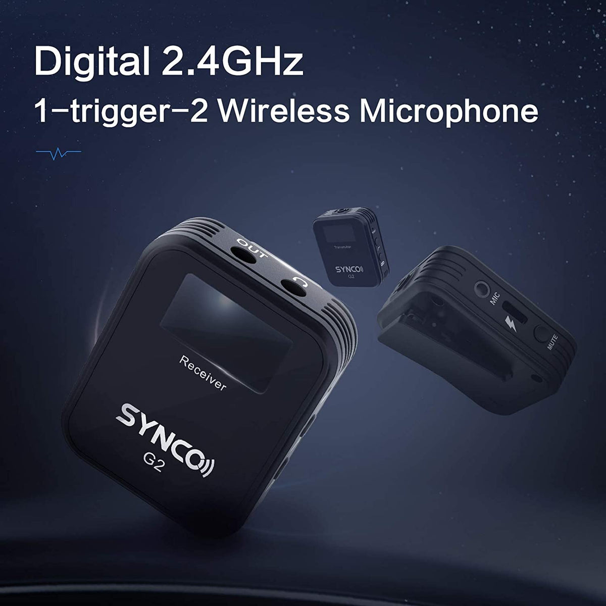 SYNCO G2 ワイヤレスマイクシステム 2.4GHzワイヤレス スマートフォンとDSLRカメラに対応 ローカット機能 高性能 超小型 集音 無線 マイク 内蔵マイク/外部マイク付属 撮影/Vlog/自撮り/取材などに適応【技適マーク認証&1年間保証】