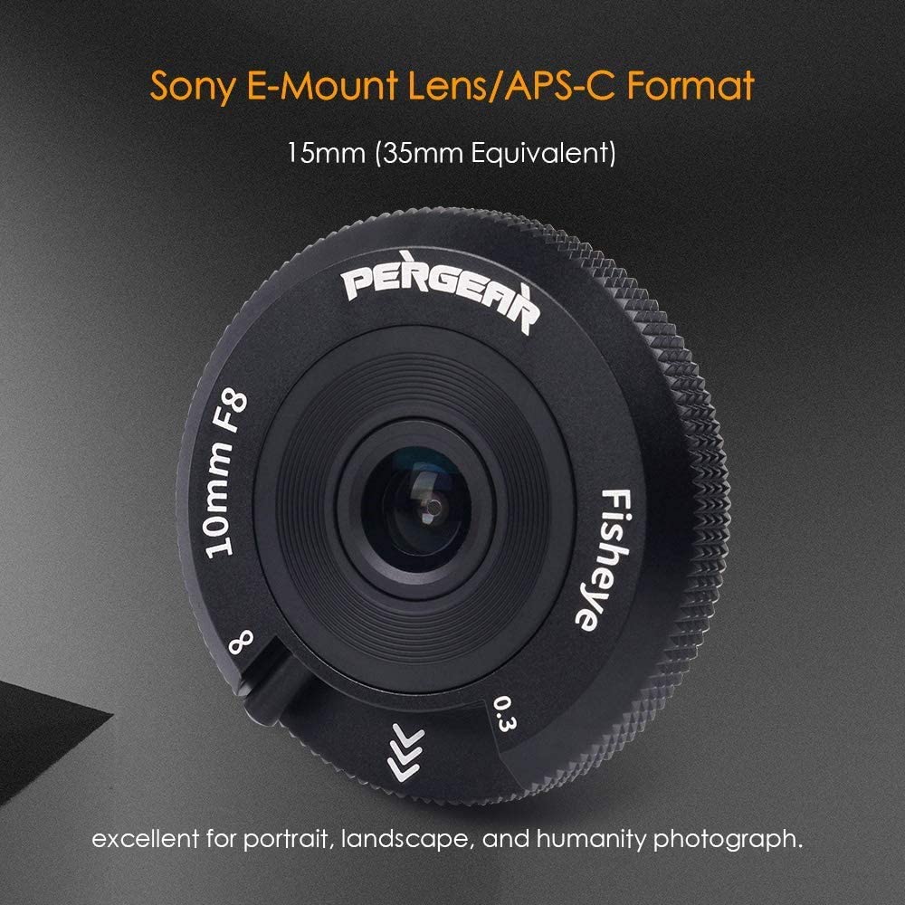 Pergear 10mm F8 レンズ 小型魚眼レンズ 超薄型 広角レンズ APS-C (Sony Eマウント)