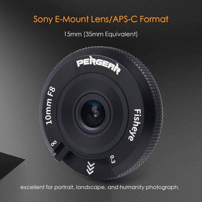 Pergear 10mm F8 レンズ 小型魚眼レンズ 超薄型  広角レンズ APS-C (Sony Eマウント)
