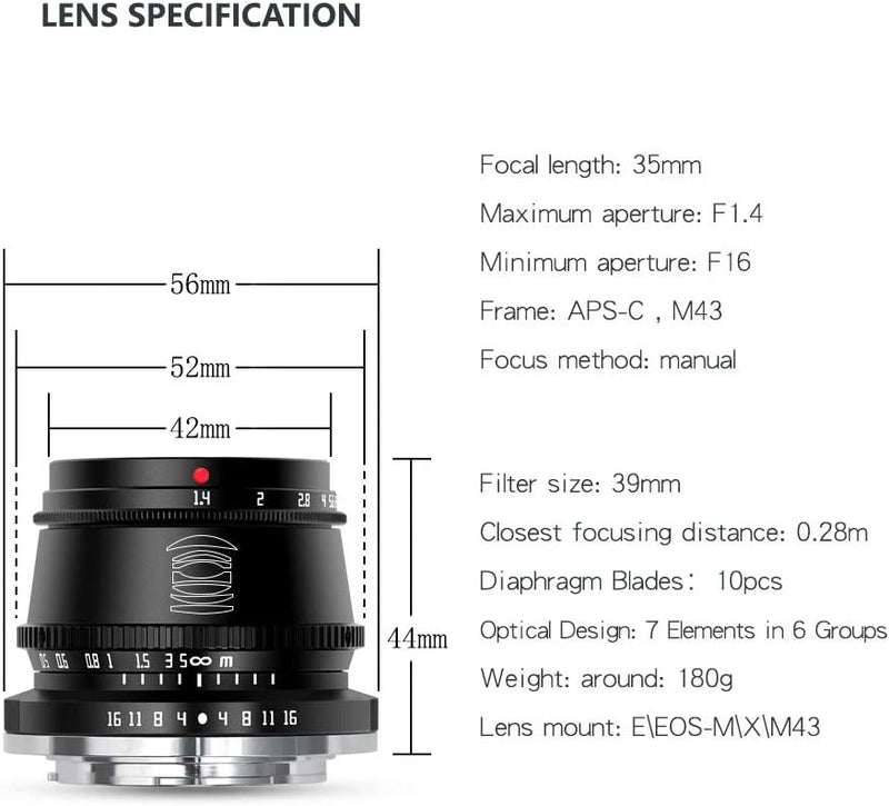 銘匠光学 TTArtisan 35mm F1.4 手動焦点固定レンズ fujiカメラに対応